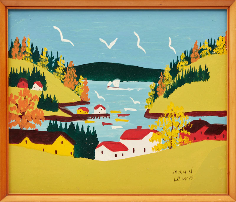 Maud Lewis, Boats in the Harbour, Sandy Cove, mixed media on board, circa 1967-1968 - view 2