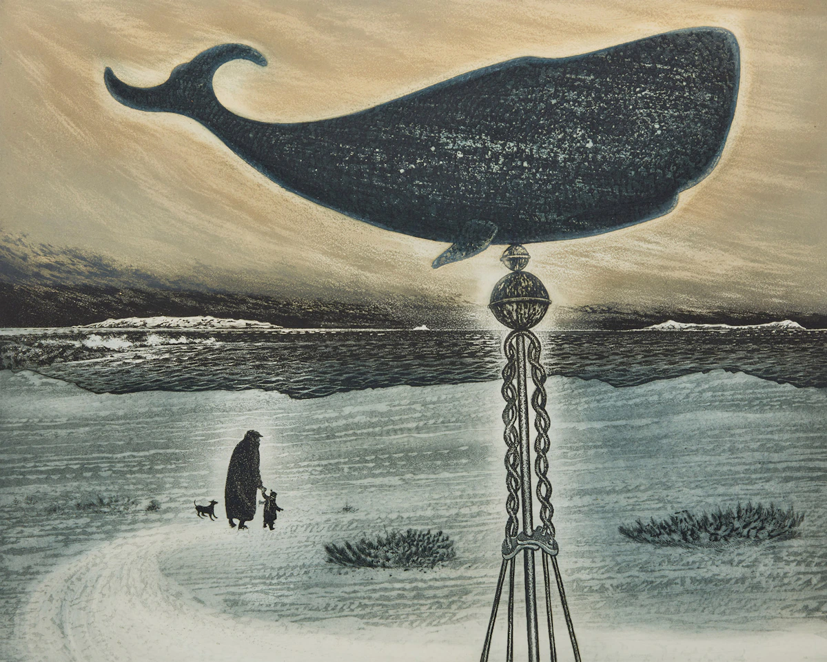 David Lloyd Blackwood, Home in Safe Harbour, colour etching and aquatint, 1981