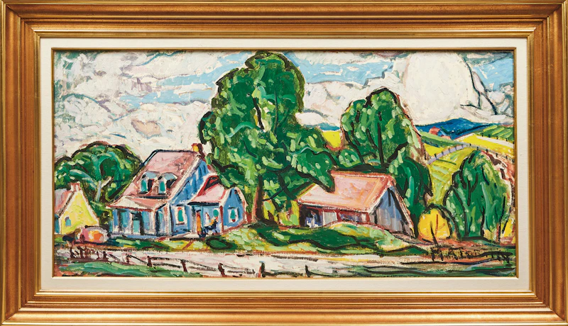 Marc-Aurèle Fortin, Paysage avec maisons, oil on board - view 2