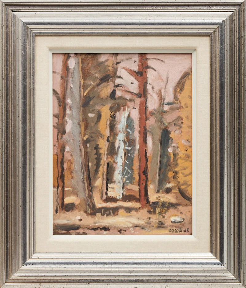 Stanley Morel Cosgrove, L’étude des arbres, La Tuque, oil on board, 1972 - view 2