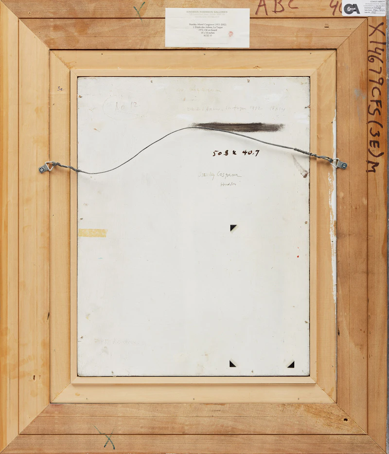 Stanley Morel Cosgrove, L’étude des arbres, La Tuque, oil on board, 1972 - view 3