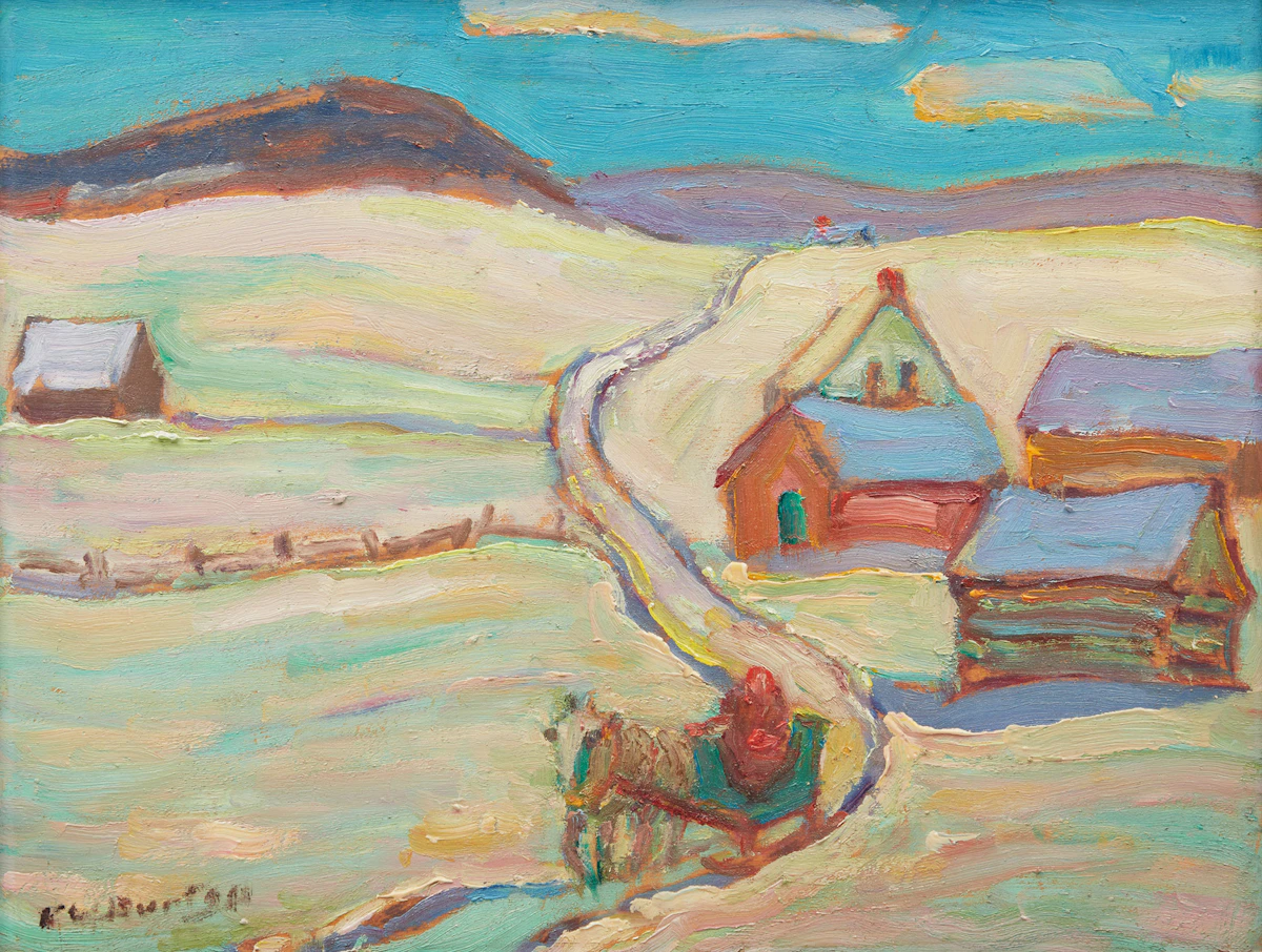 Ralph Wallace Burton, Winter Near Wilson’s Corner, Que., oil on board, 1980