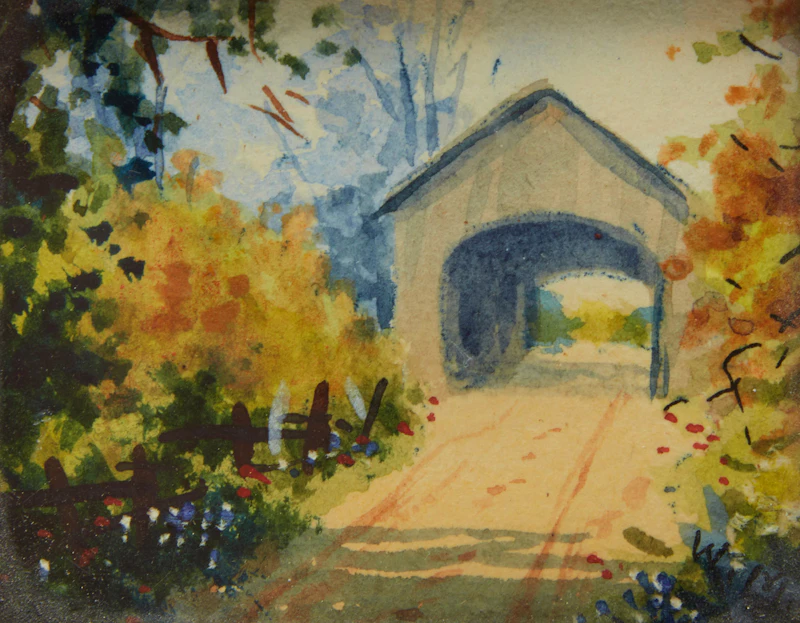 Willard Morse Mitchell, French Habitant; Covered Bridge, watercolour, 1933 - view 4