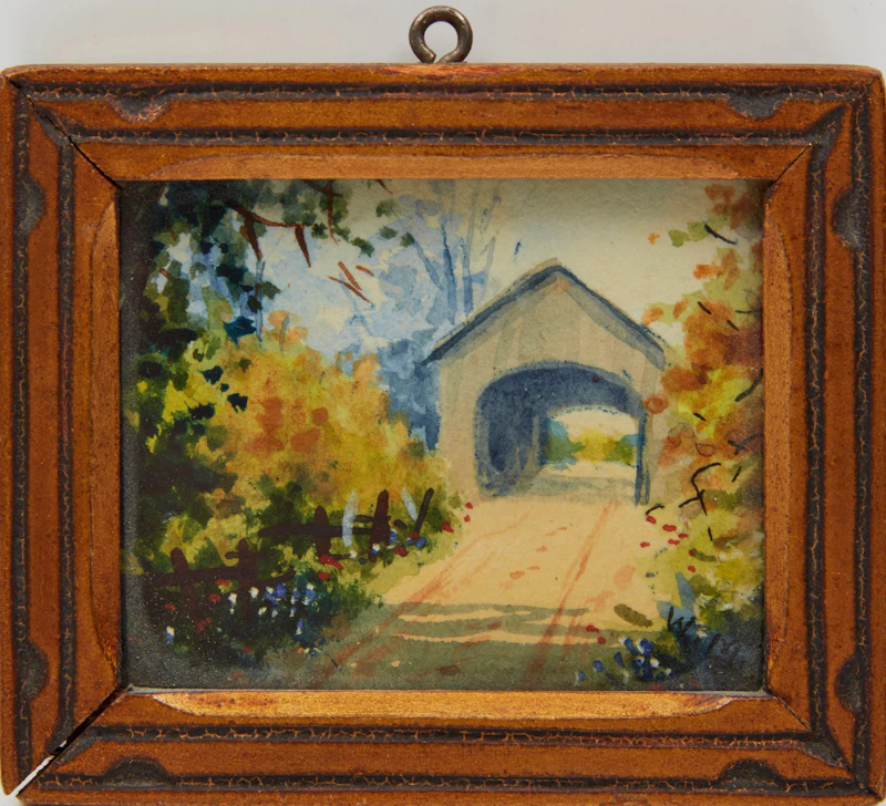 Willard Morse Mitchell, French Habitant; Covered Bridge, watercolour, 1933 - view 5