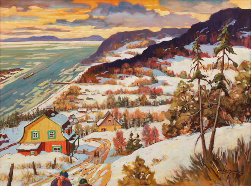 Claude Langevin, Le Long du fleuve, oil on canvas