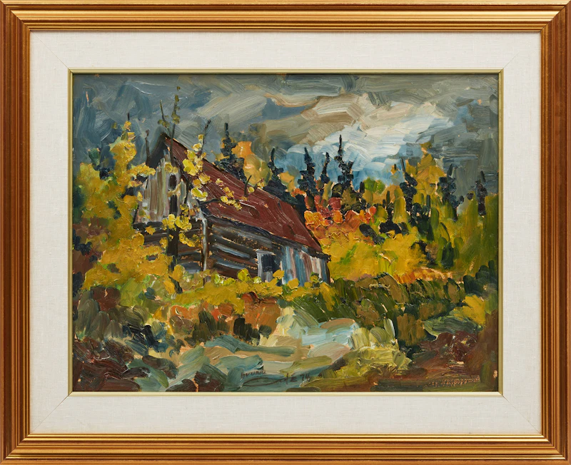 Bruno Côté, Cabane en automne, oil on board - view 2