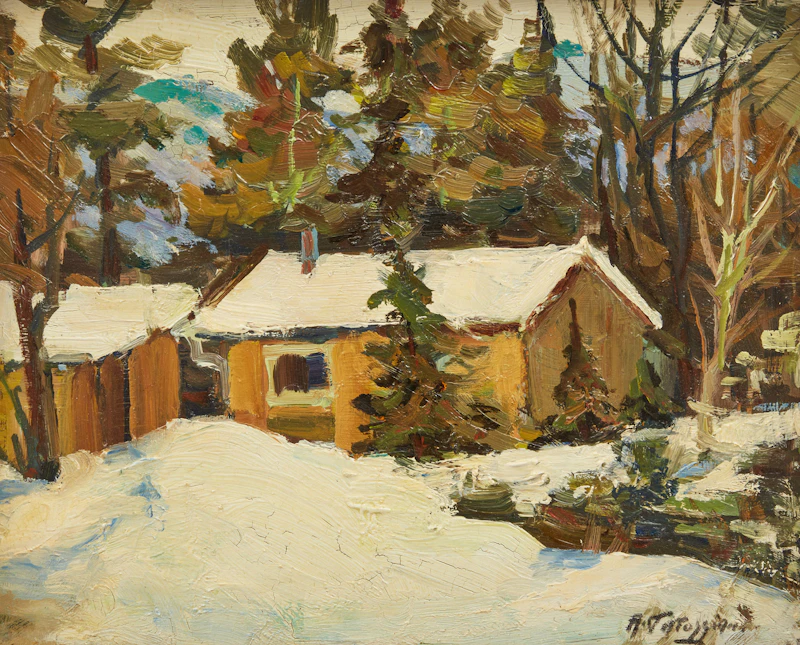 Armand Tatossian, Willard, Ont.; Shoreline Landscape; Shoreline Village , three oils on board