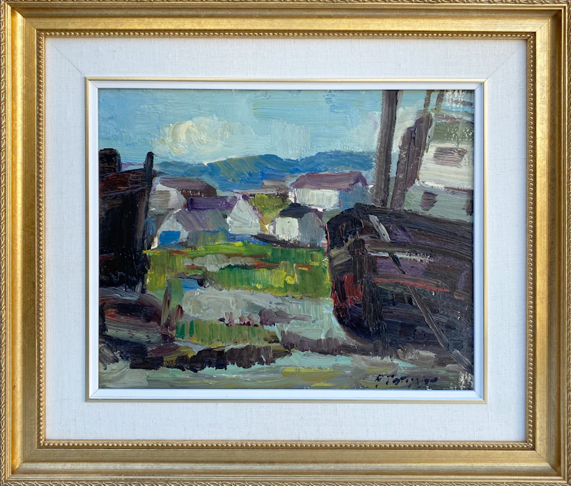 Armand Tatossian, Willard, Ont.; Shoreline Landscape; Shoreline Village , three oils on board - view 8