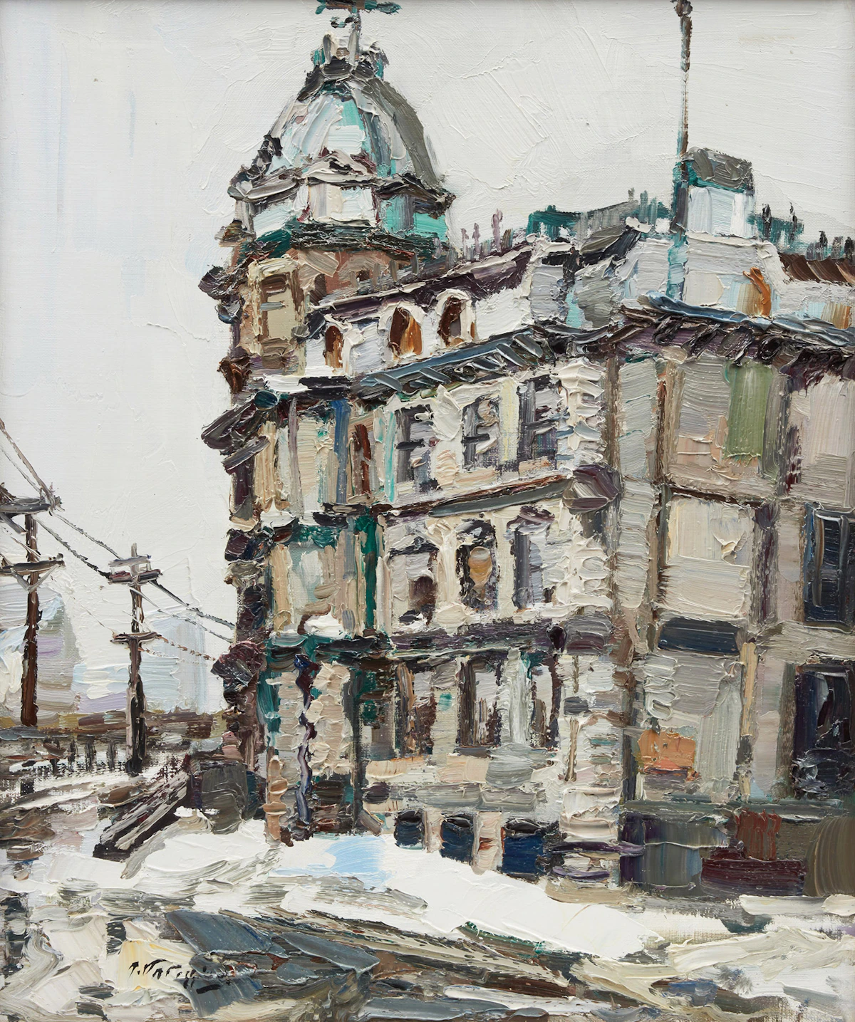Armand Tatossian, Street Scene, oil on canvas