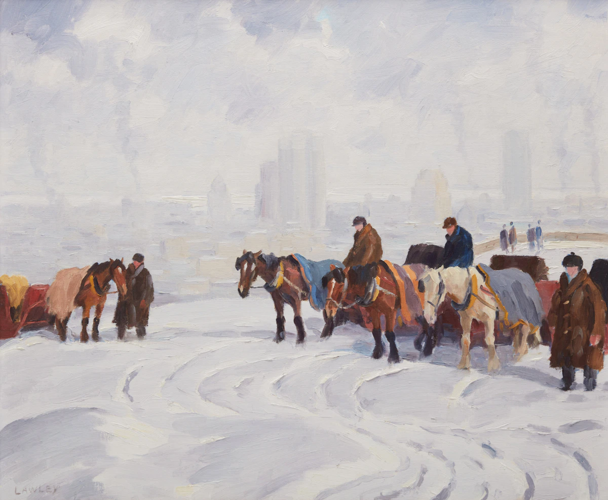 John Douglas Lawley, View of Montreal from the Lookout, oil on board