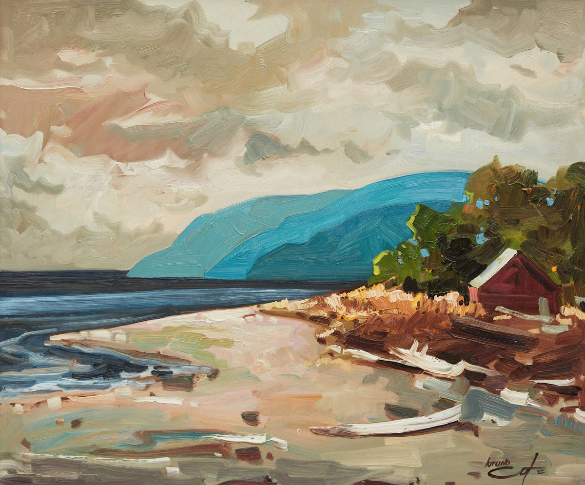 Bruno Côté, Forillon, Gaspésie, oil on board, 1988