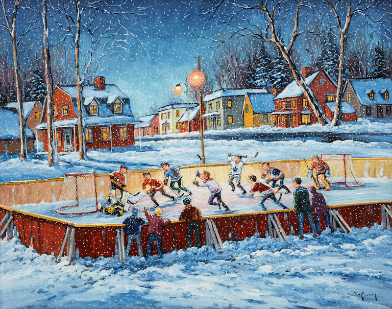Marcel Ravary, Le but victorieux, oil on canvas