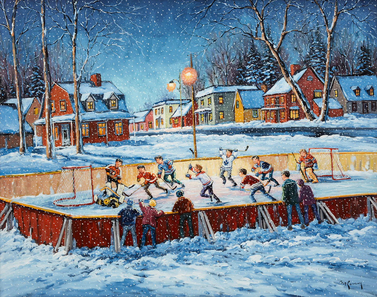 Marcel Ravary, Le but victorieux, oil on canvas, 2011