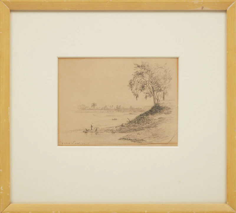 Ozias Leduc, Paysage; Taureau, two pencil drawings - view 2