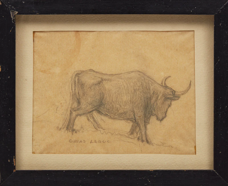 Ozias Leduc, Paysage; Taureau, two pencil drawings - view 5