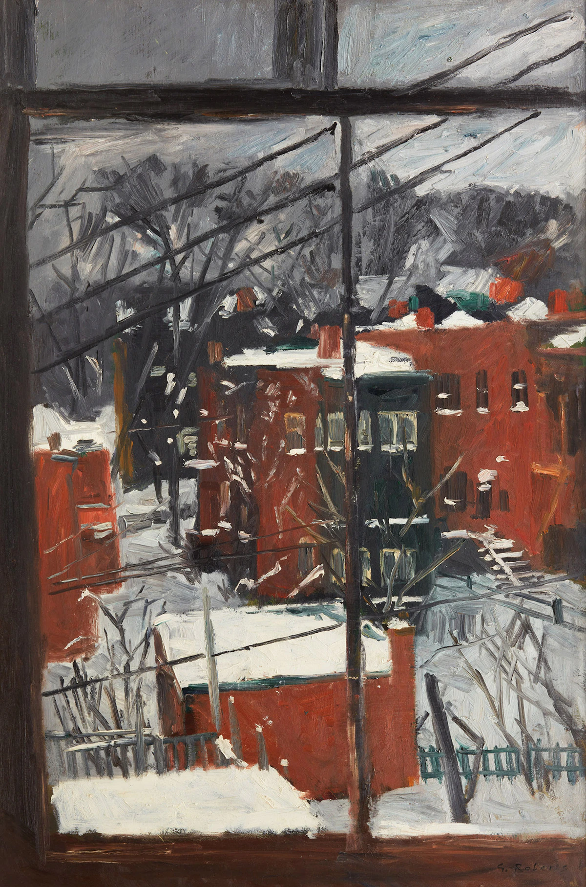 William Goodridge Roberts, City Houses in Winter, oil on masonite, 1957
