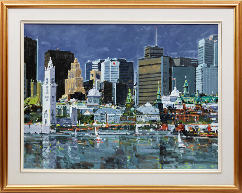 Serge Brunoni, Montréal, l’ancien et le nouveau, oil on canvas - view 2