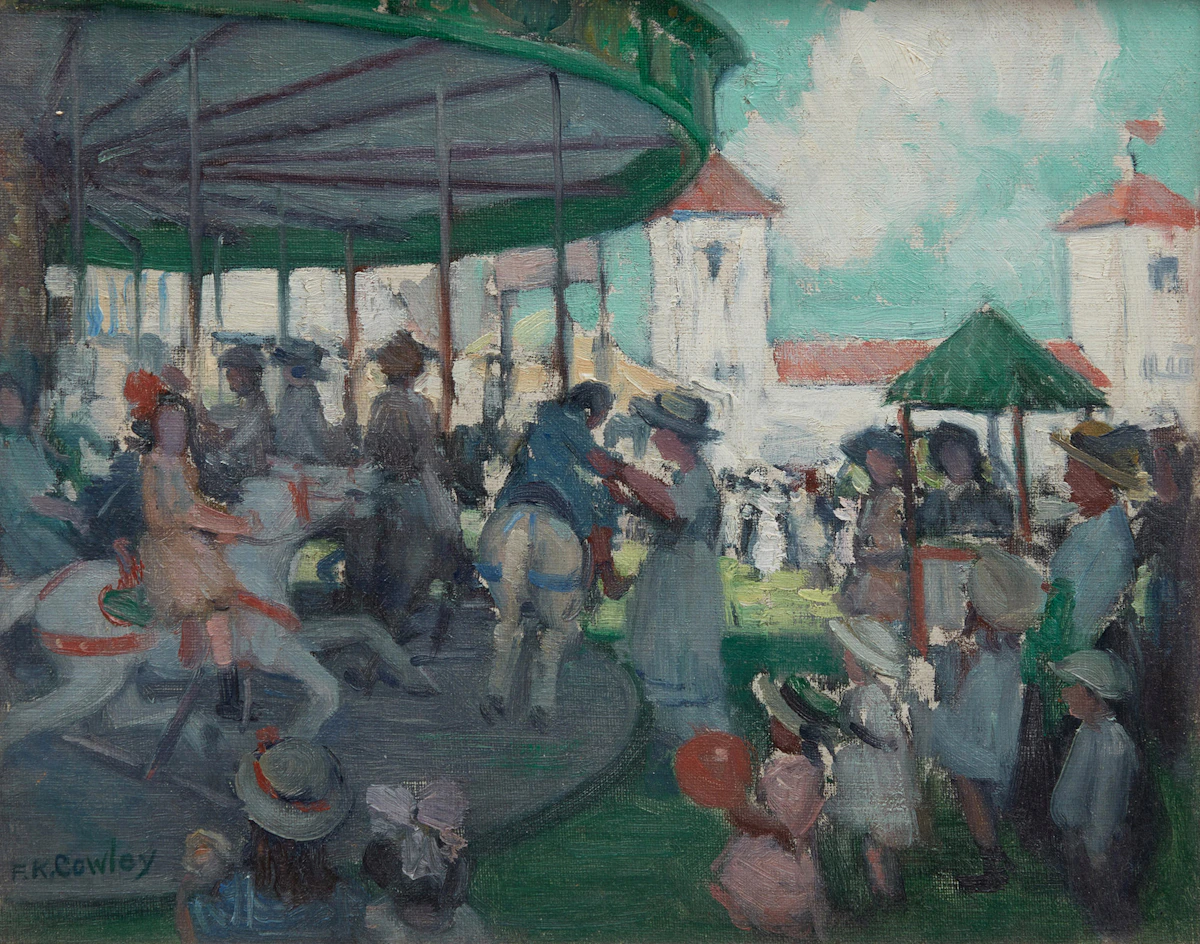 Frederick Kitson Cowley, A Day at the Fair , oil on canvas