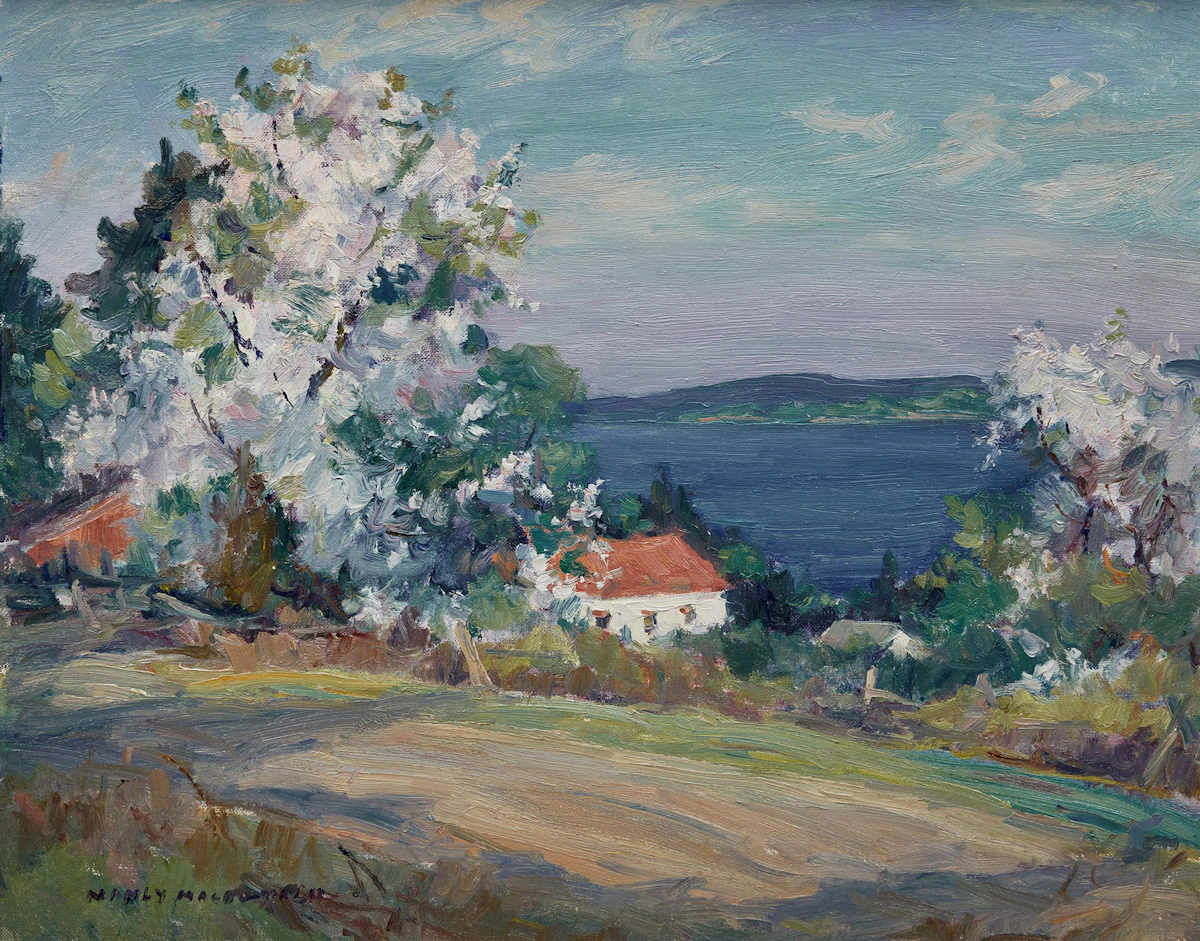 Manly Edward MacDonald, Blossoms, Hay Bay, oil on canvas board