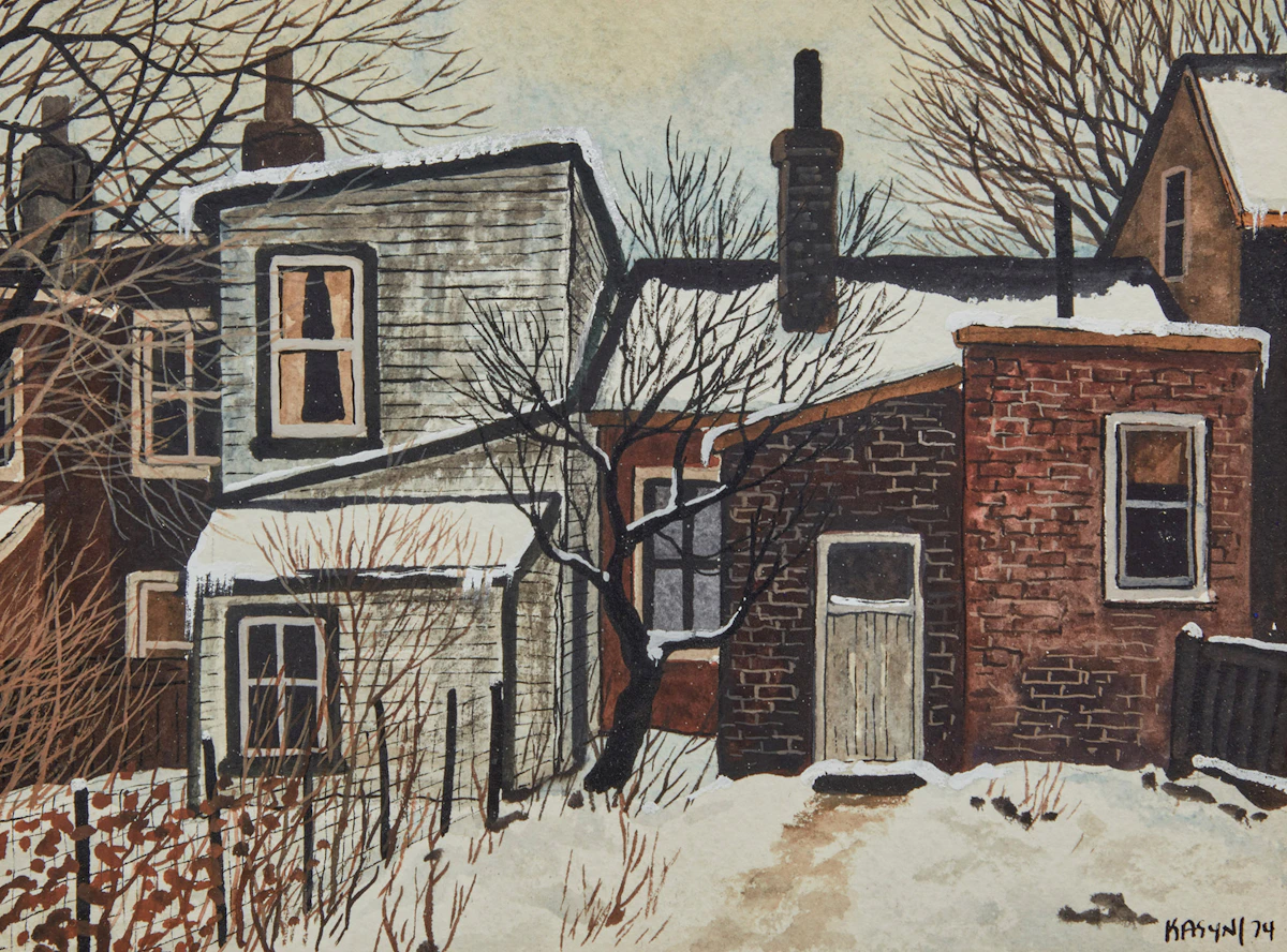 John Kasyn, On Foxley Street, watercolour, 1974