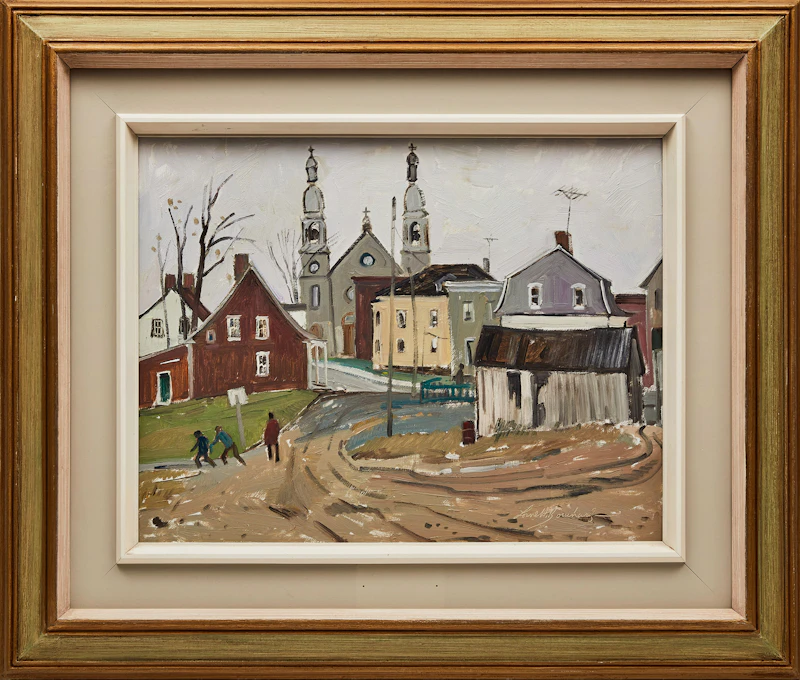 George Lorne Holland Bouchard, Village Scene, Comté Yamaska, P.Q., oil on board, 1976 - view 2