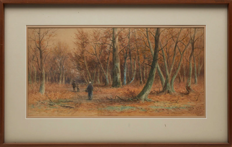 Frederick Arthur Verner, Figures in an Autumn Woodland, watercolour, 1895 - view 2