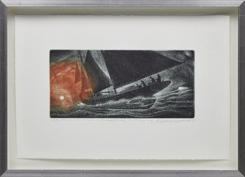 David Lloyd Blackwood, The Flora Nickerson Outward Bound for the Labrador, etching and aquatint with watercolour, 2005 - view 2