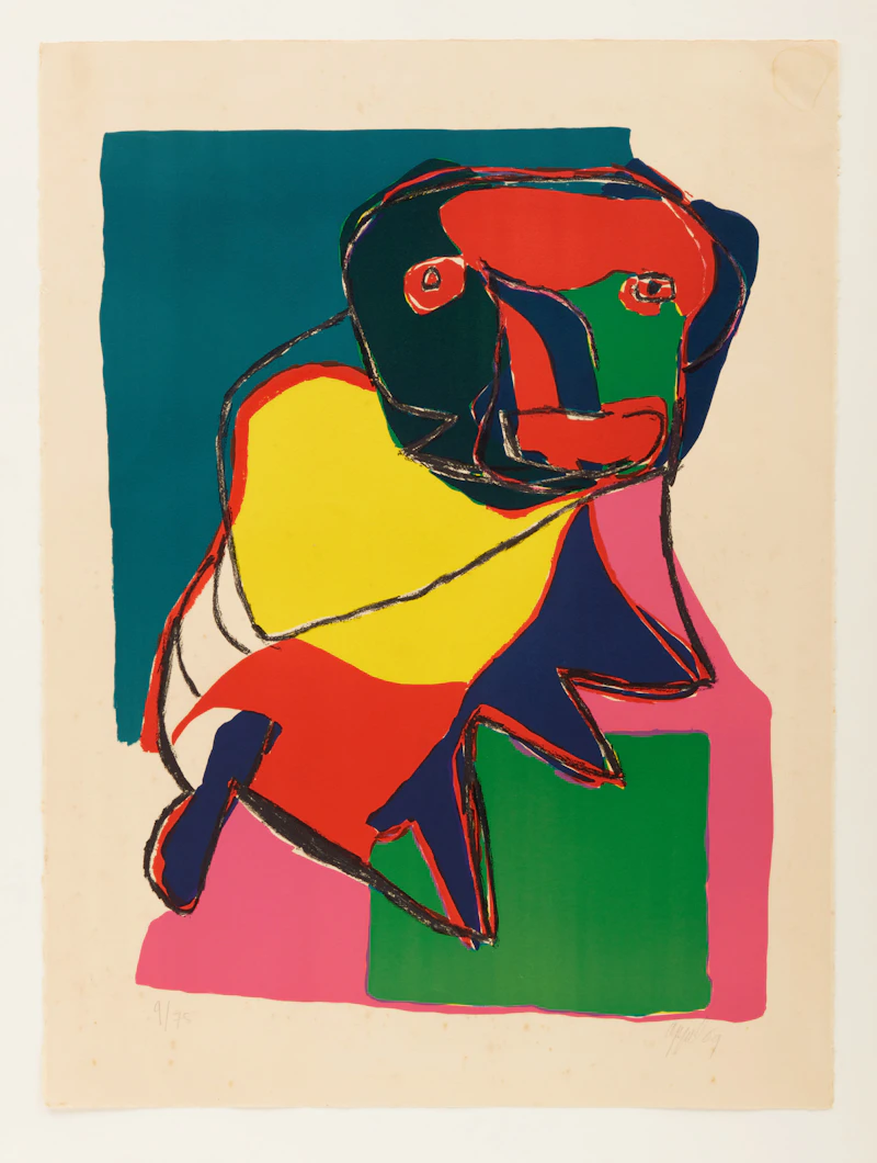 Karel Appel, Multicoloured Face, colour lithograph, 1969 - view 2