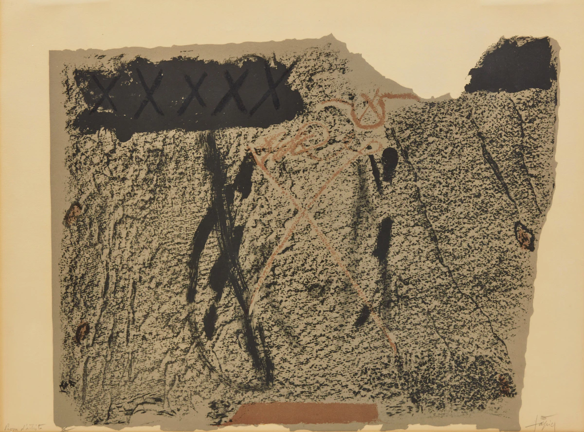 Antoni Tàpies, Composition with Six X’s (Galfetti 74), colour lithograph, 1964