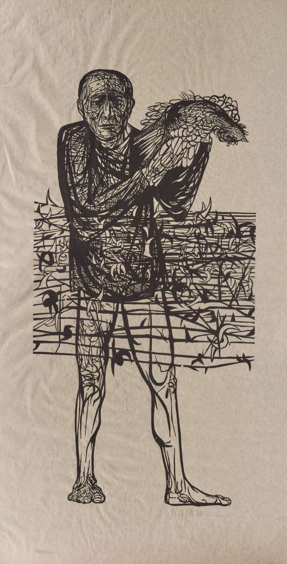 Leonard Baskin, Man of Peace, woodcut, 1952