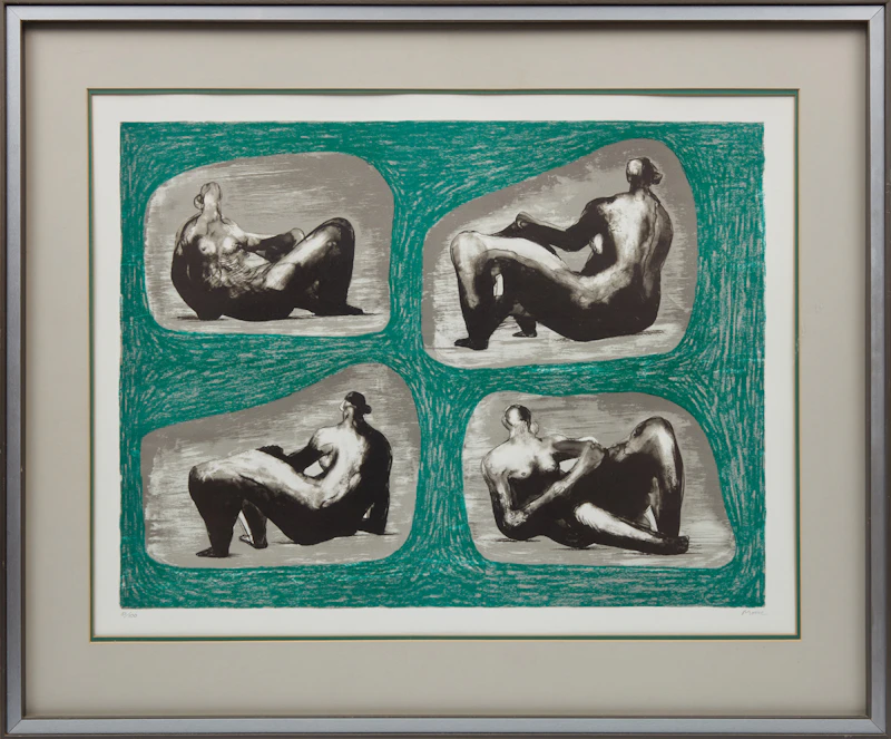 Henry Moore, Four Reclining Figures: Caves (Cramer 335), colour lithograph on T. H. Saunders paper, 1974 - view 2