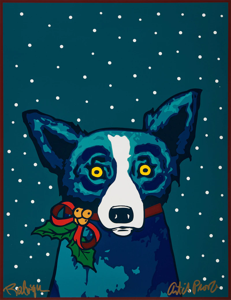 George Rodrigue, Junkyard Dog; A Blue Dog Christmas, two colour serigraphs - view 4