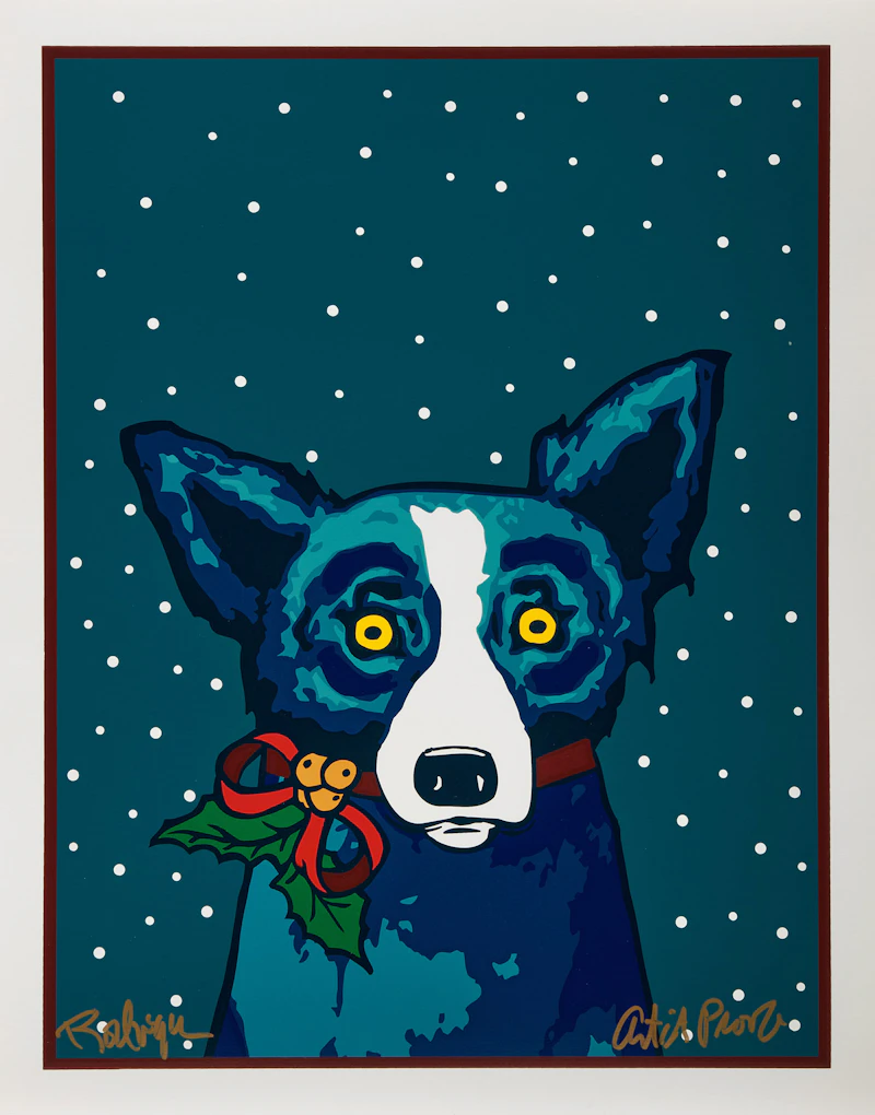 George Rodrigue, Junkyard Dog; A Blue Dog Christmas, two colour serigraphs - view 5