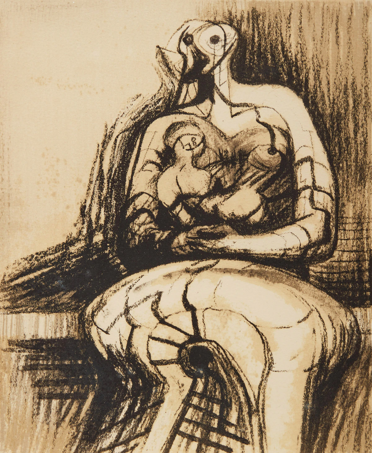 Henry Moore, Seated Mother and Child (Cramer 437), lithograph