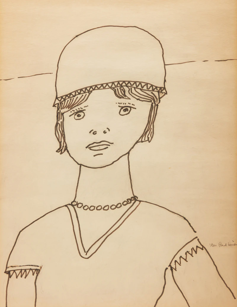 Jean Paul Lemieux, Young Girl, ink on paper
