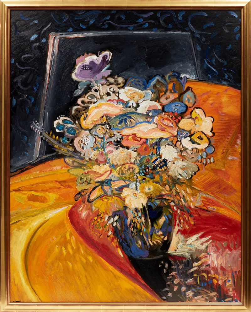 Yehouda Chaki, Flowers with Yellow (0913), oil on canvas - view 2