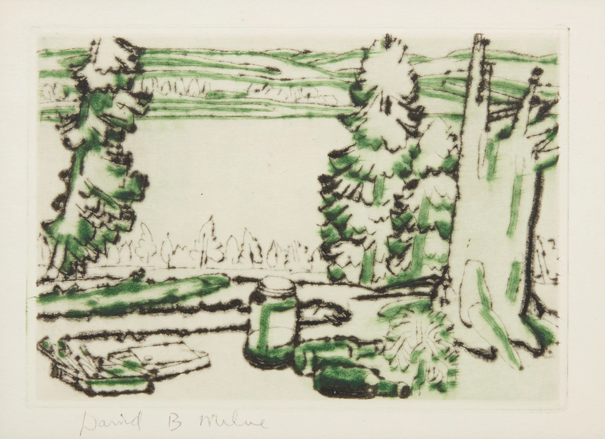 David Brown Milne, Painting Place, drypoint in colours