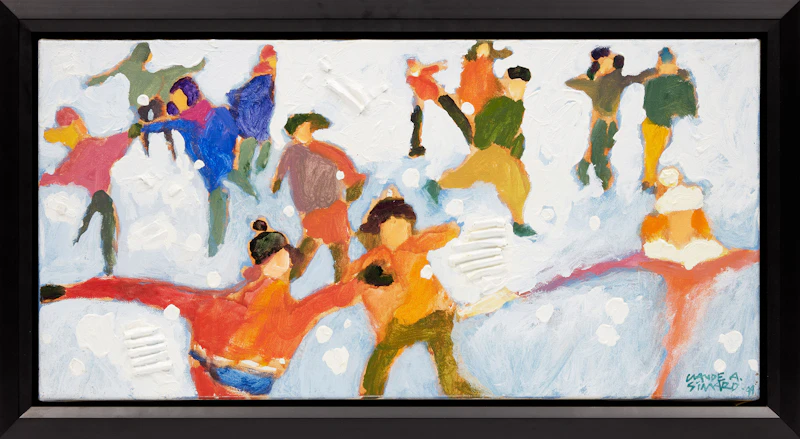 Claude A. Simard, Skaters I, oil on canvas, 1999 - view 2