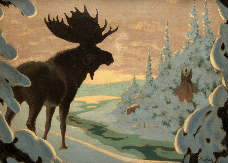 Arthur Henry Howard Heming, The Hunter’s Camp, oil on canvas on board