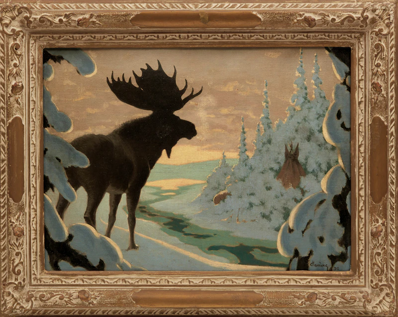 Arthur Henry Howard Heming, The Hunter’s Camp, oil on canvas on board, 1930 - view 2