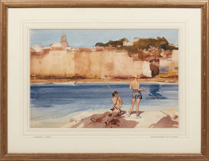 Sir William Russell Flint, Salamanders, St-Tropez, watercolour - view 2