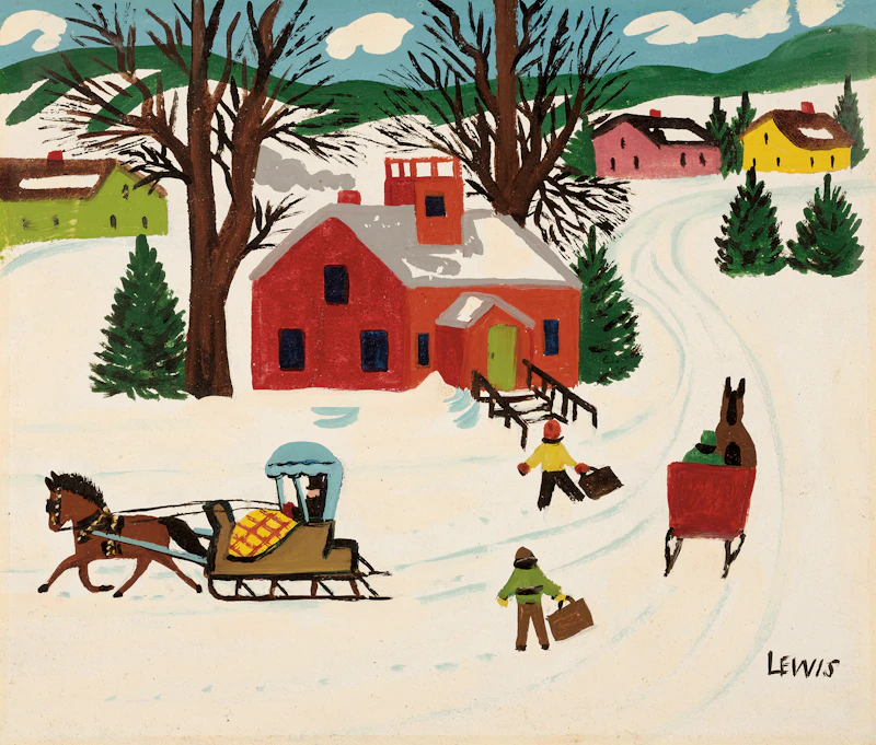 Maud Lewis, The Old Schoolhouse, mixed media on board