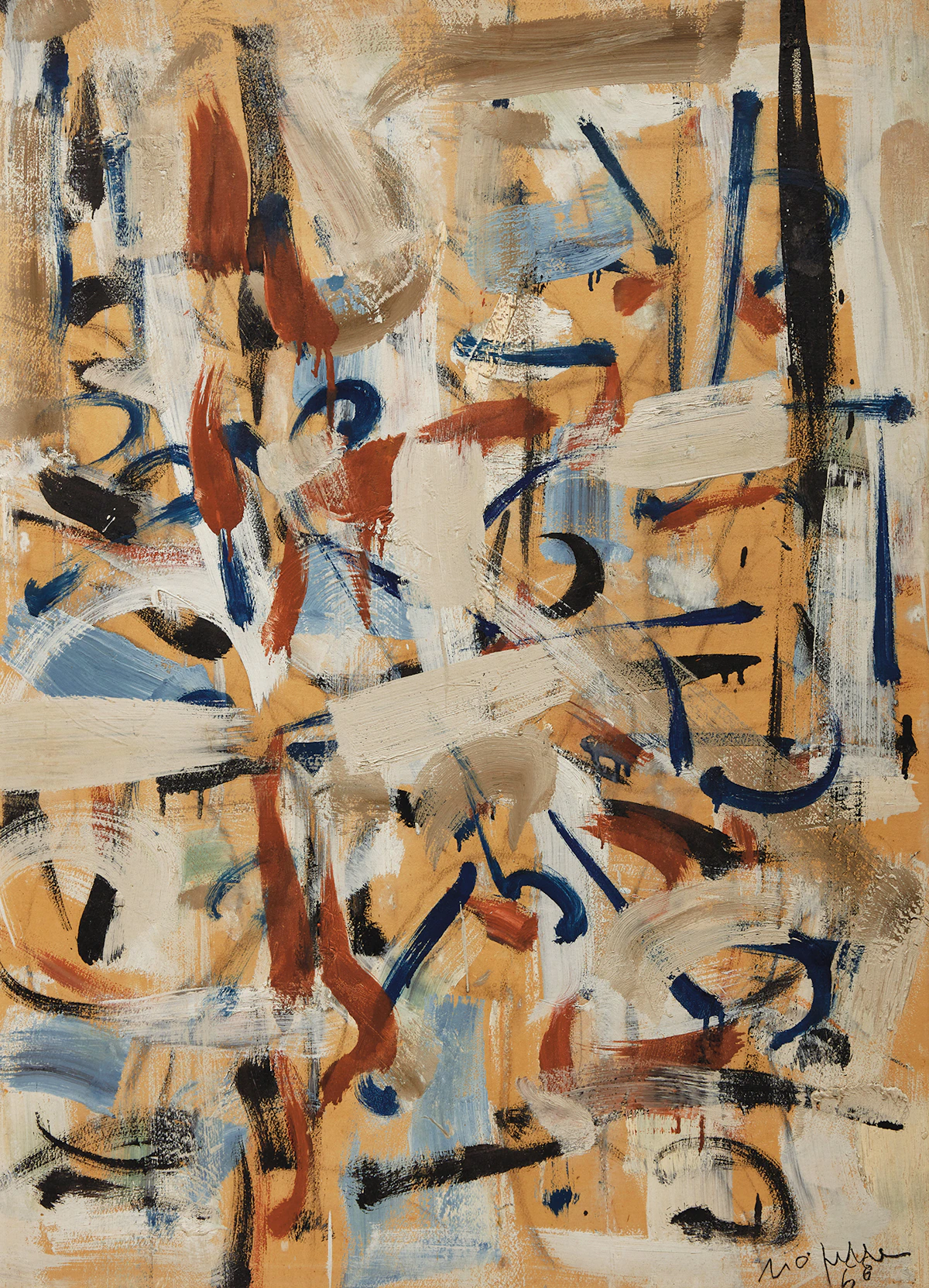 Jean Paul Riopelle, Composition, oil on paper on canvas, 1958