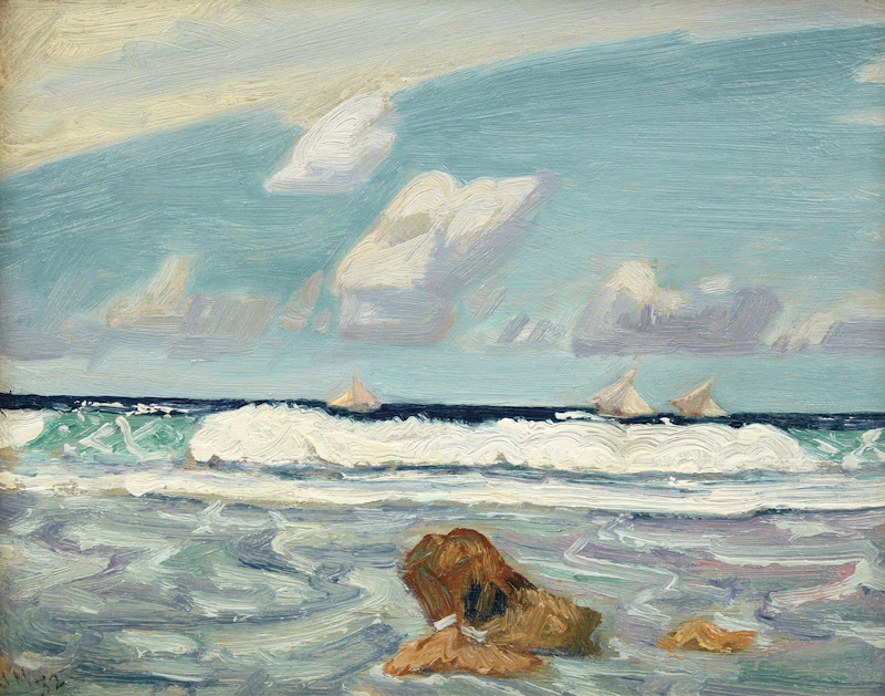 James Edward Hervey MacDonald, Surf of Fishing Boats, Barbados, oil on board, 1932 - view 1