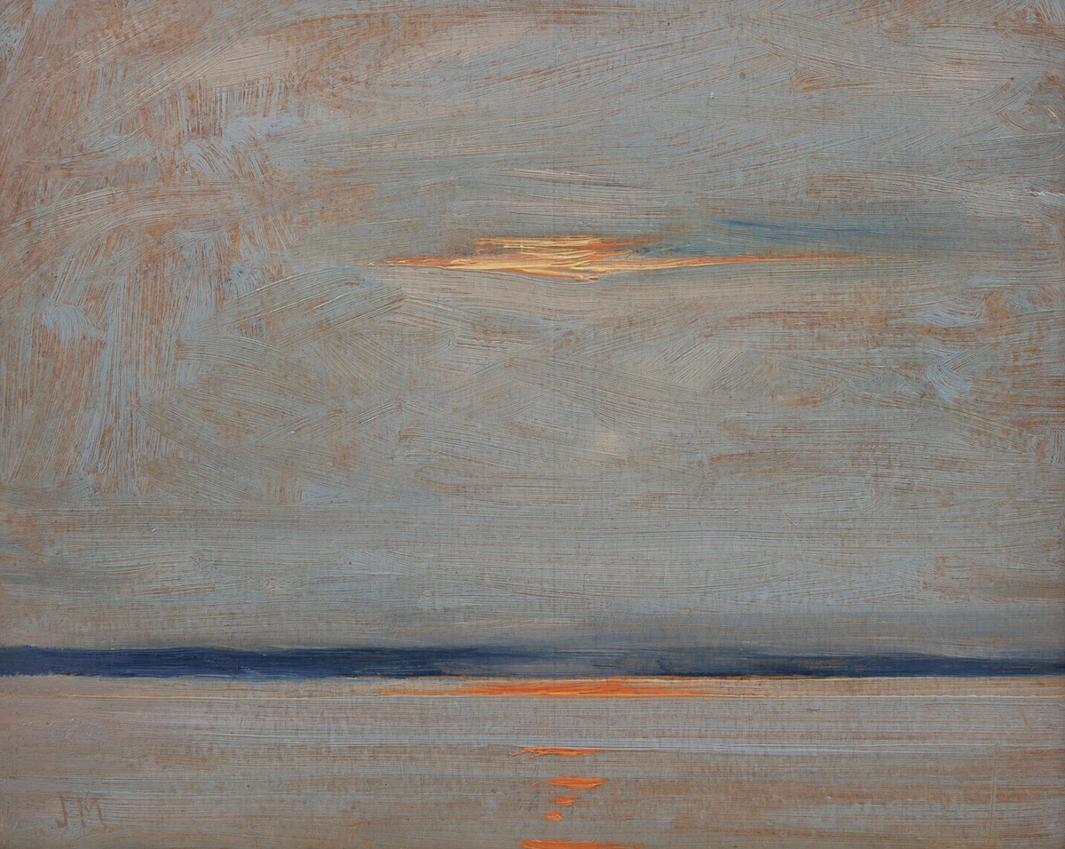 James Edward Hervey MacDonald, Sunset, Lake Simcoe, oil on board, circa 1921