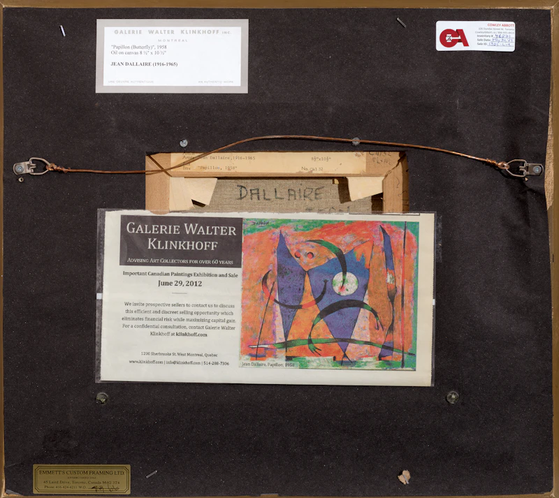Jean-Philippe Dallaire, Papillon, oil on canvas, 1958 - view 3