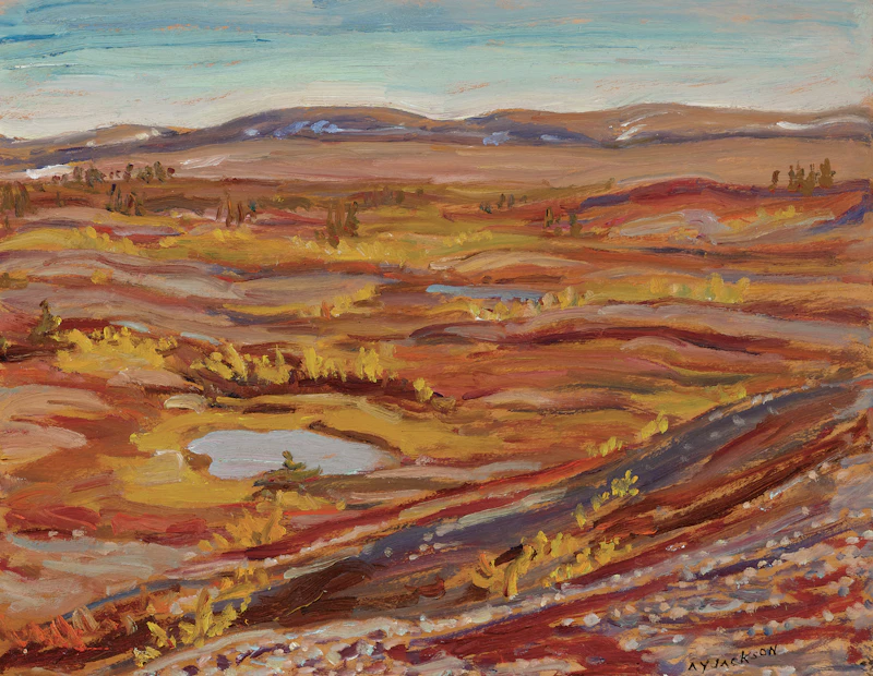 Alexander Young Jackson, Landscape near Coppermine, N.W.T., oil on board
