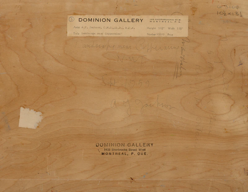 Alexander Young Jackson, Landscape near Coppermine, N.W.T., oil on board, 1959 - view 3
