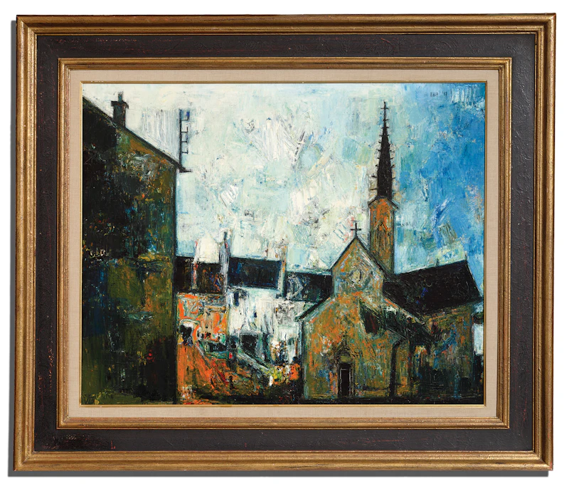 Sayed Haider Raza, Temple Protestant, oil on canvas, 1957 - view 2