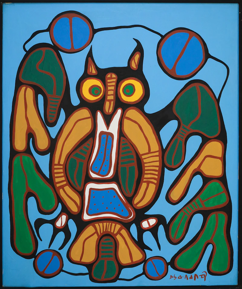 Norval Morrisseau, Great Medicine Horned Owl, 1985, acrylic on canvas - view 2